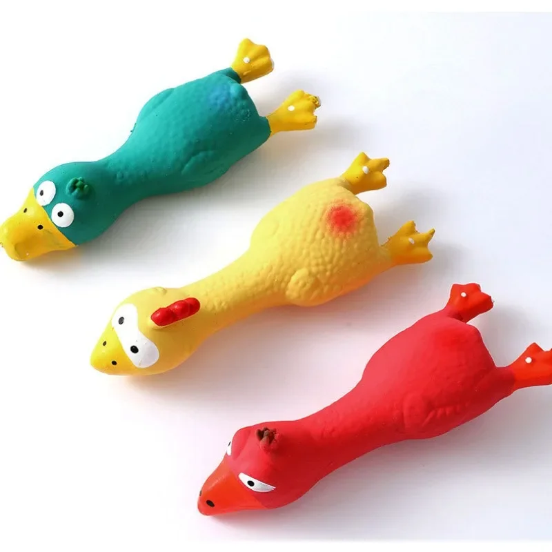 Cute Dog Sounding Toy Latex Chicken Shape Pet Squeak Toys Cat Puppy Chew Sound Toys Screaming Chicken Releasing Chicken