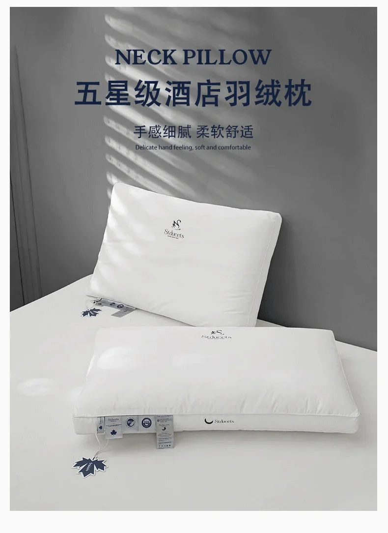 95 White Goose Down Pillow Five Star Hotel Down Feather Pillow Core Adult Home
