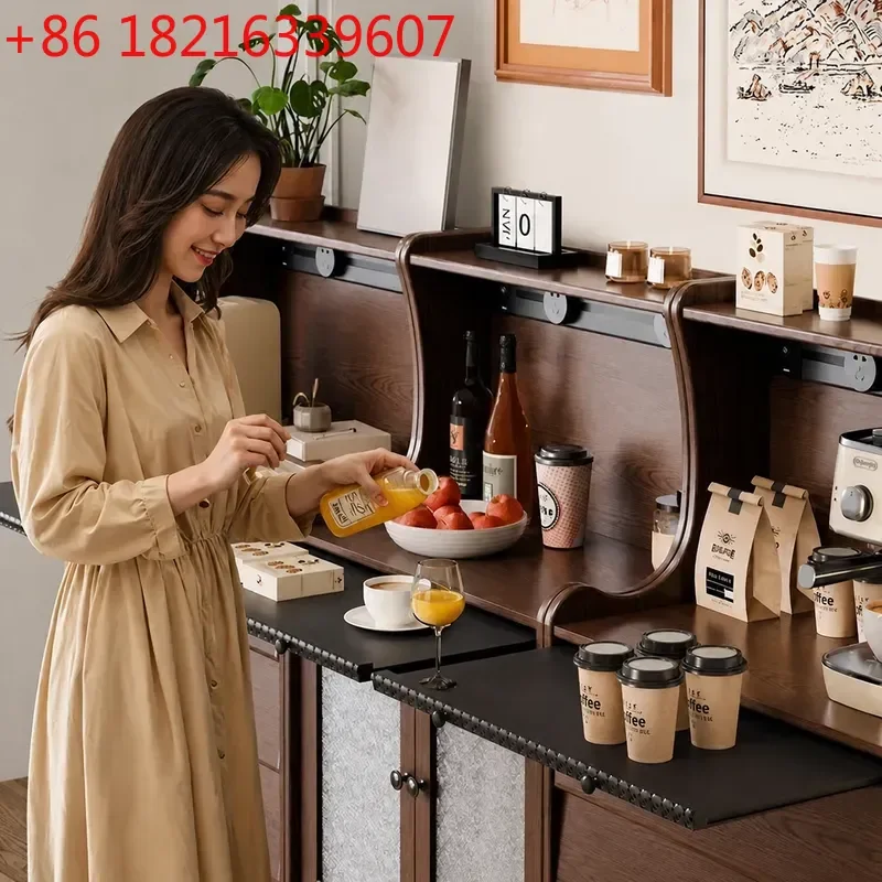 YAOSolid Wood Wall Mounted Storage Cabinet Wine Rack Locker for Living Room Kitchen Tea Display Shelf Modular Furniture