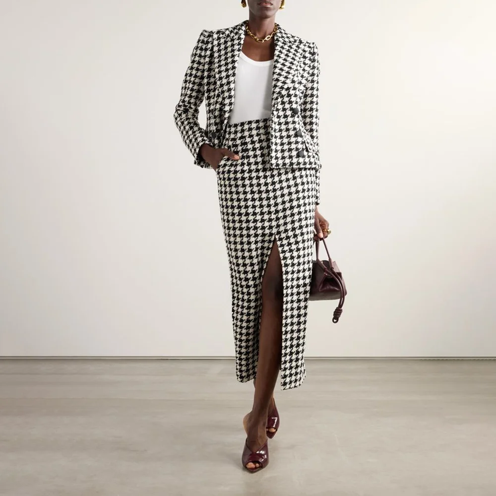 Women Suits 2 Pieces Jacket Skirt Smart Casual Chic Outfits Social Party Female Suit Conjunto De Dos Piezas Para Mujer Elegante