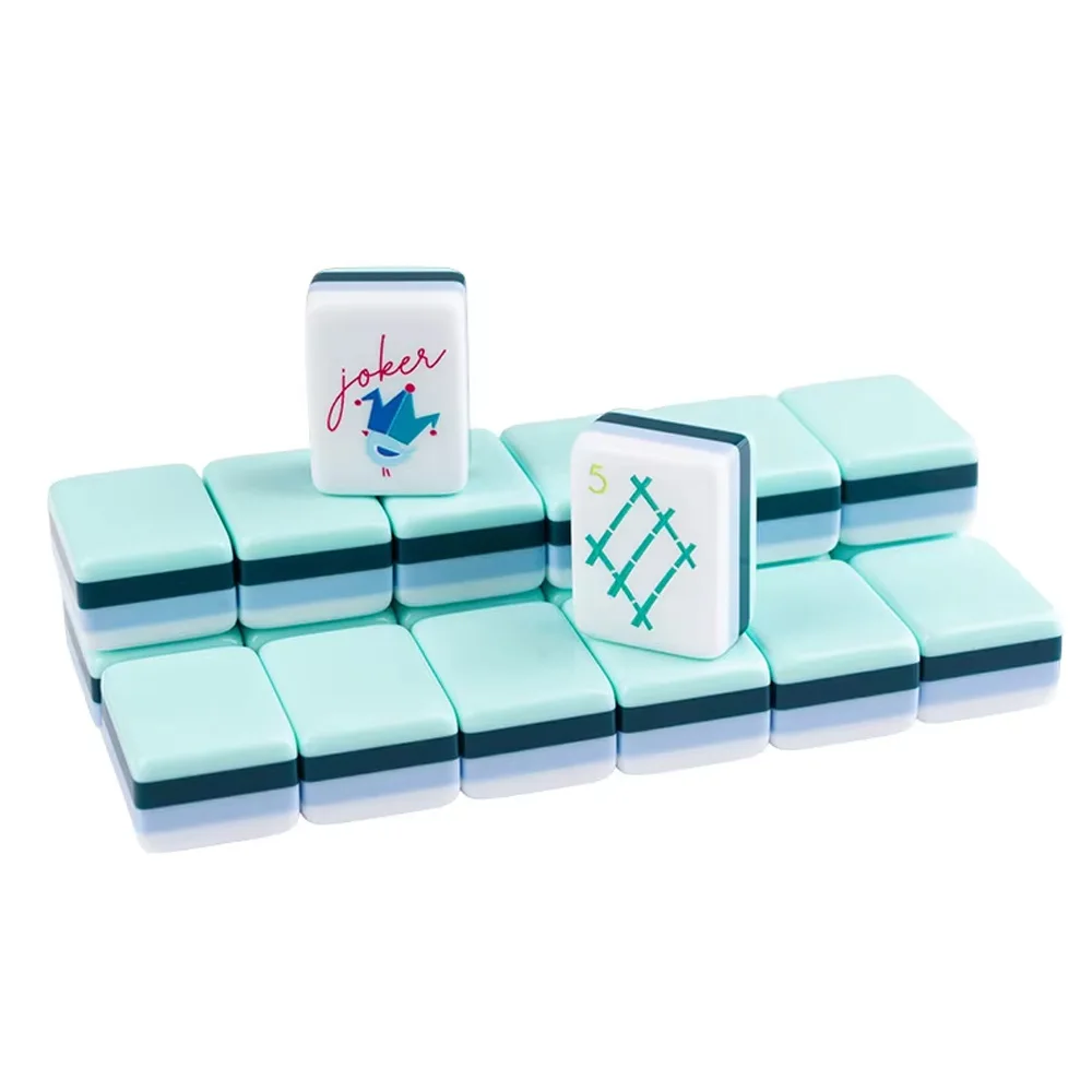 Four-Layer Green Acrylic 160 European/American Mahjong Tiles Mini Portable Travel Mahjong Set for Family Leisure Game S4f6aef1cc1574e9ca8958cfbc34e7704e