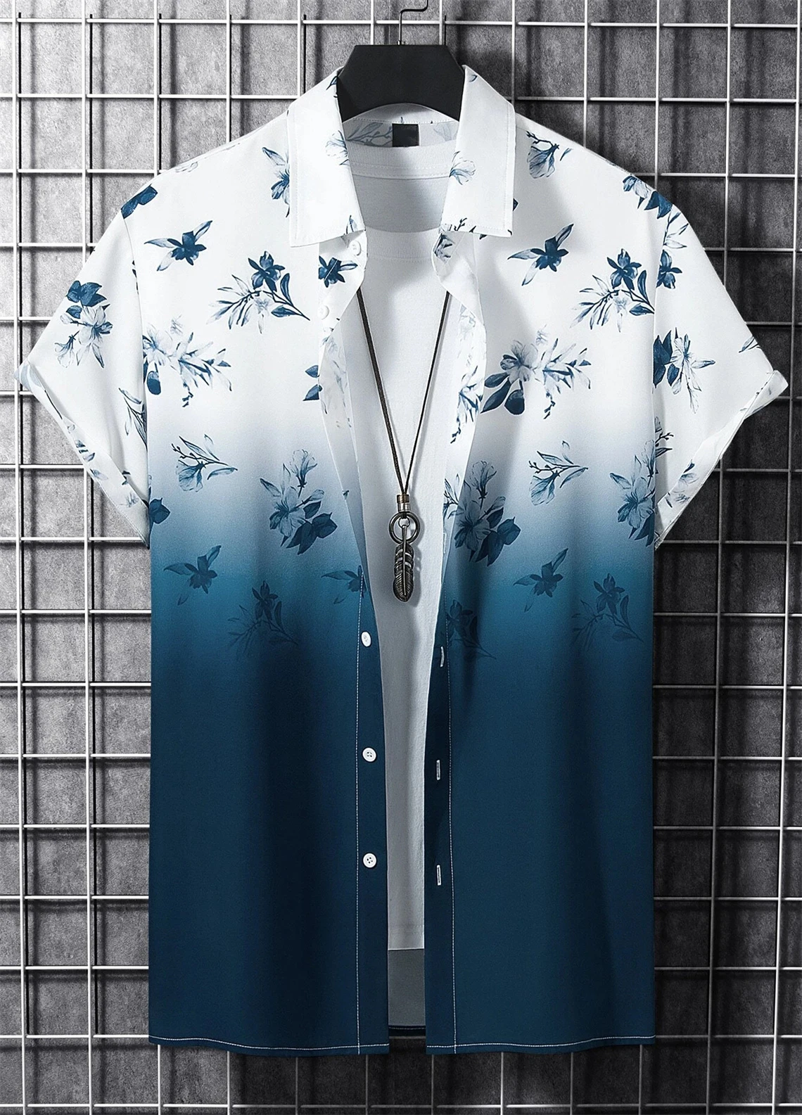 

Fashionable personalized men's flower print lapel shirt street daily comfortable Hawaiian large size XS-6XL fast delivery