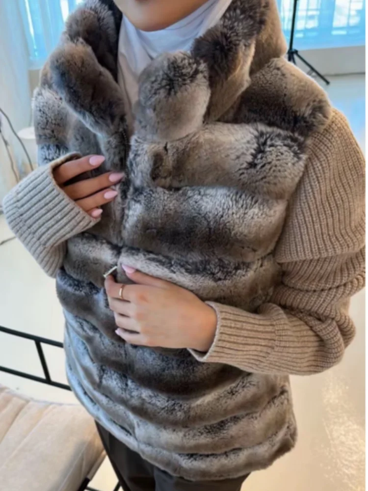 سترة نسائية مرقعة من الفرو الصناعي بتصميم مميز وأكمام طويلة معطف نسائي غير رسمي لخريف وشتاء 2025 ملابس خروج للسيدات جديدة