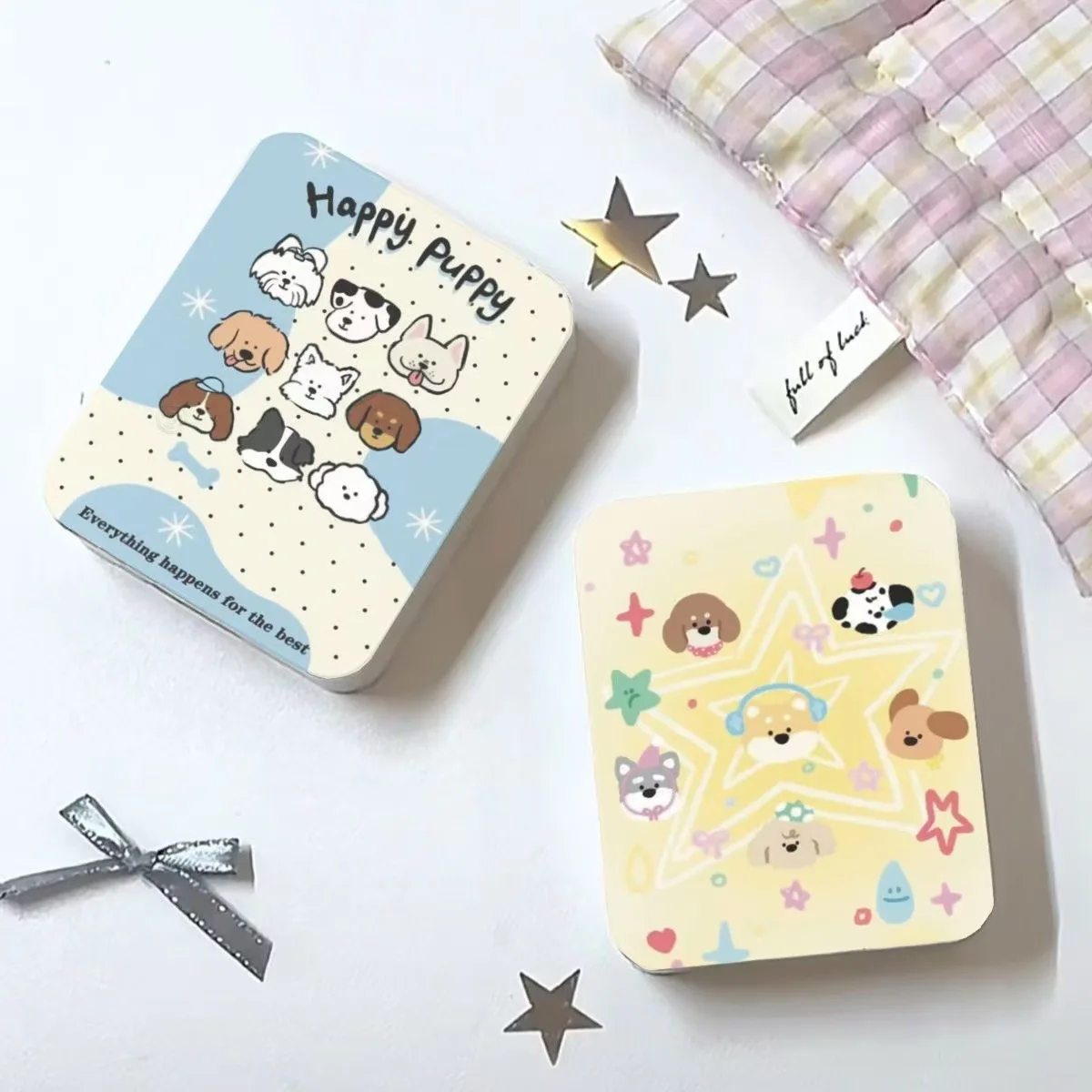 1Pc INS-style Kawaii Cartoon Puppy Tin Box Cute Girls Jewelry Hair Clips Desktop Organizer KPOP Photocard Dustproof Iron Case