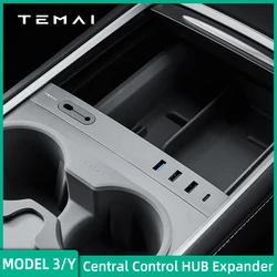 TEMAI Tesla Accessories USB Hub Invisible Car Expander USB Quick Charging Charger for 21-23 Tesla Model 3/Y