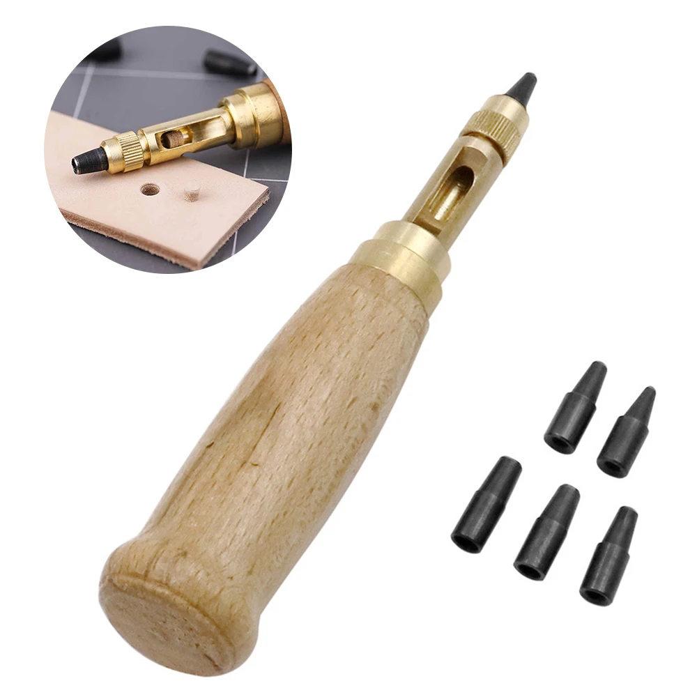 Hole Punch Screw Removable Book Drill Auto With 6 Size Tip 1.5-4mm Automatic Belts Screw Punch Leather Tools