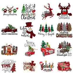 Iron on Christmas  Patch DIY Heat Transfer Tops Snowmen Santa Claus Christmas Trees Appliqued Vinyl Iron on Clothes Stickers