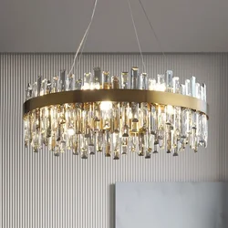 Modern Luxury Crystal Ring Hanging Light for Living Room Bedroom Kitchen Led Pendant Ceiling Light Chandelier Home Decor Lampara