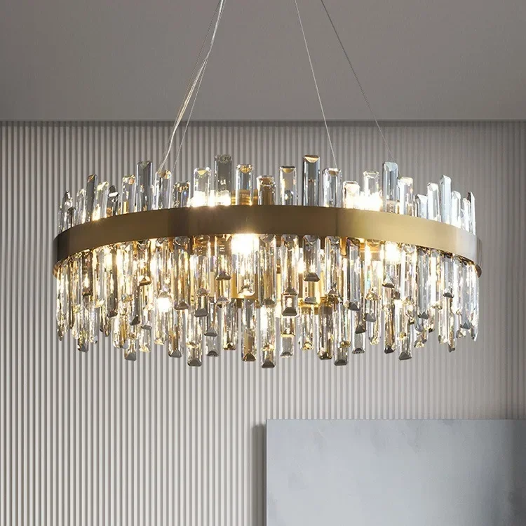 Modern Luxury Crystal Ring Hanging Light for Living Room Bedroom Kitchen Led Pendant Ceiling Light Chandelier Home Decor Lampara
