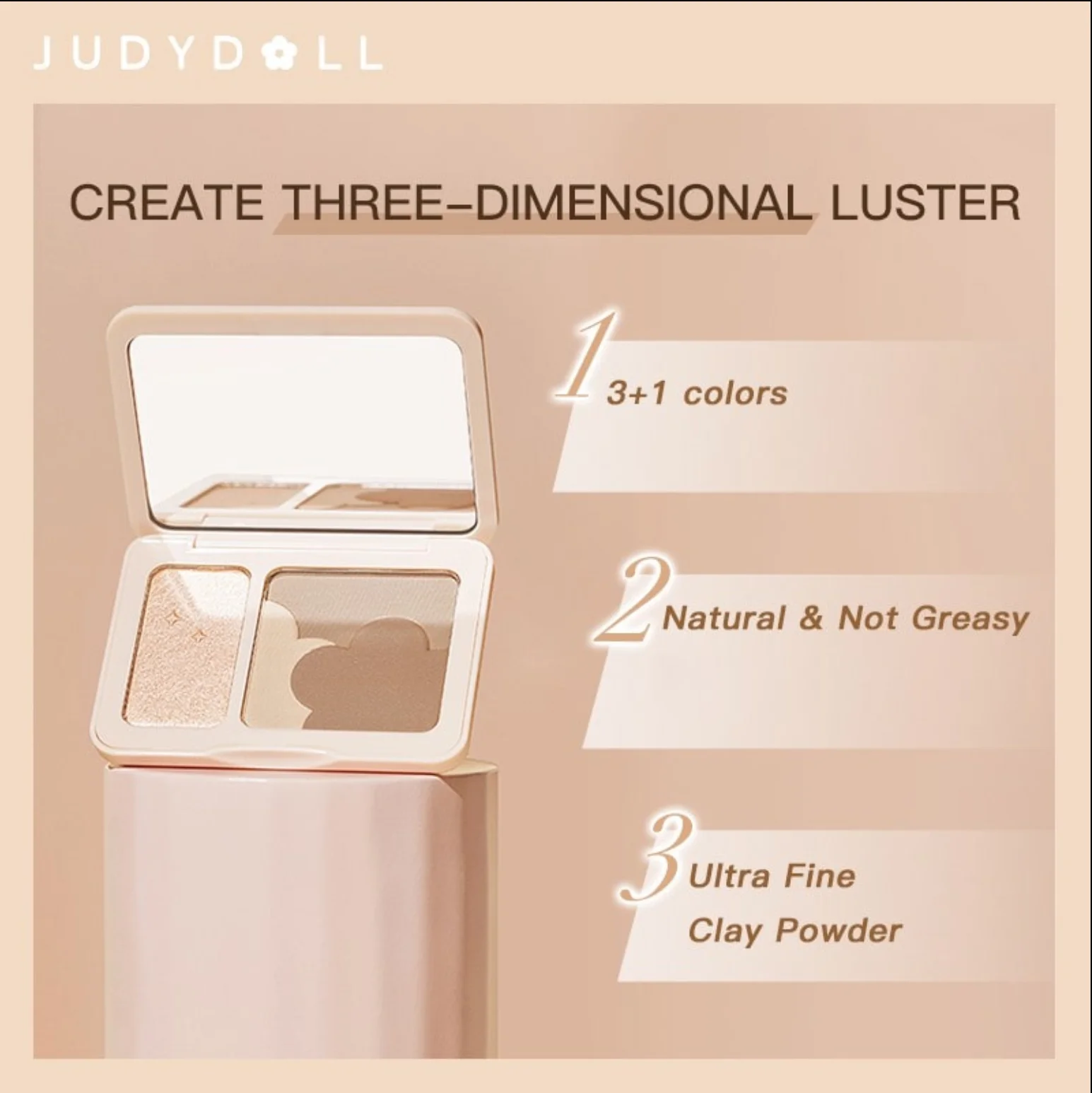 Judydoll Palette de fards à paupières 3 en 1, fard à joues et surligneurs, sculpter et définir le visage et la ligne des cheveux pour un maquillage sans effort et multi-usage