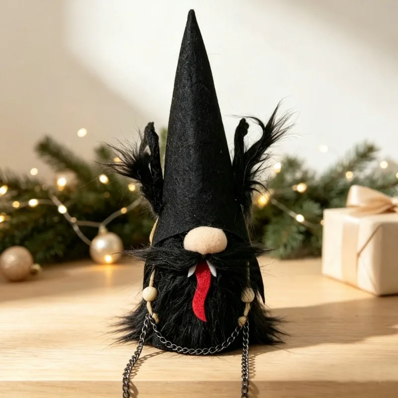 Black Faceless Vampire Gnome Statue, Halloween Ghost Festival Desktop Ornament