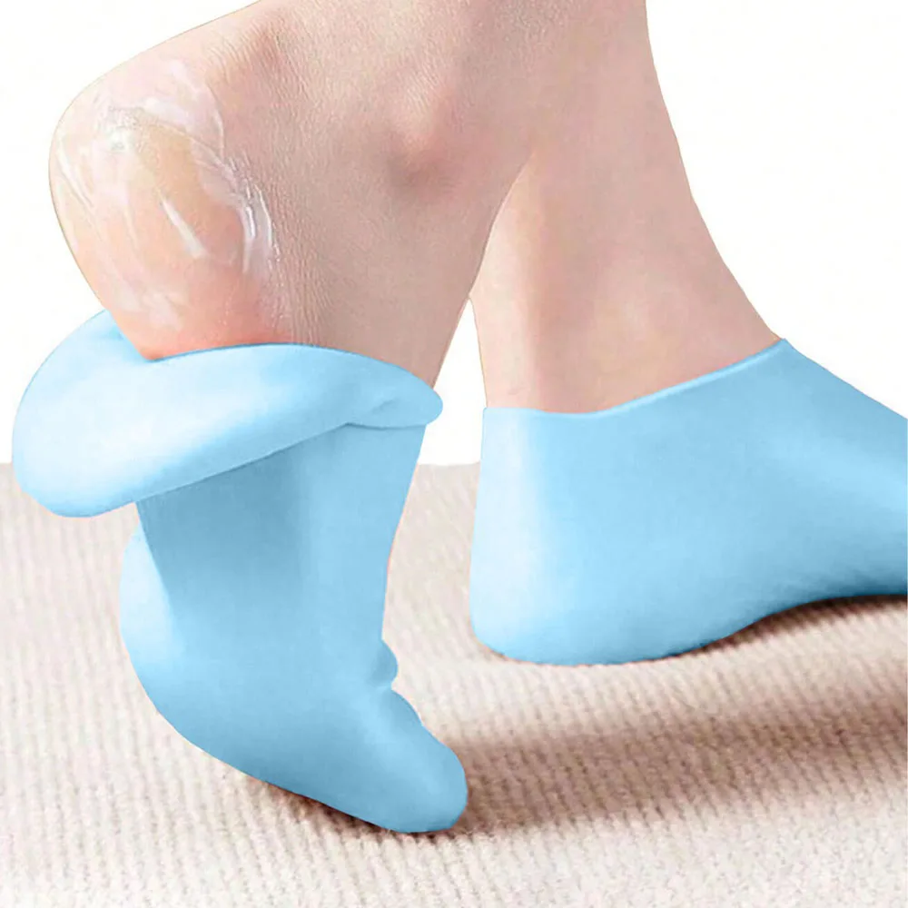 1 par de meias de silicone para mulheres, meias secas e rachadas, hidratantes para cuidados com os pés, macias, respiráveis, design ergonômico, pedicure spa