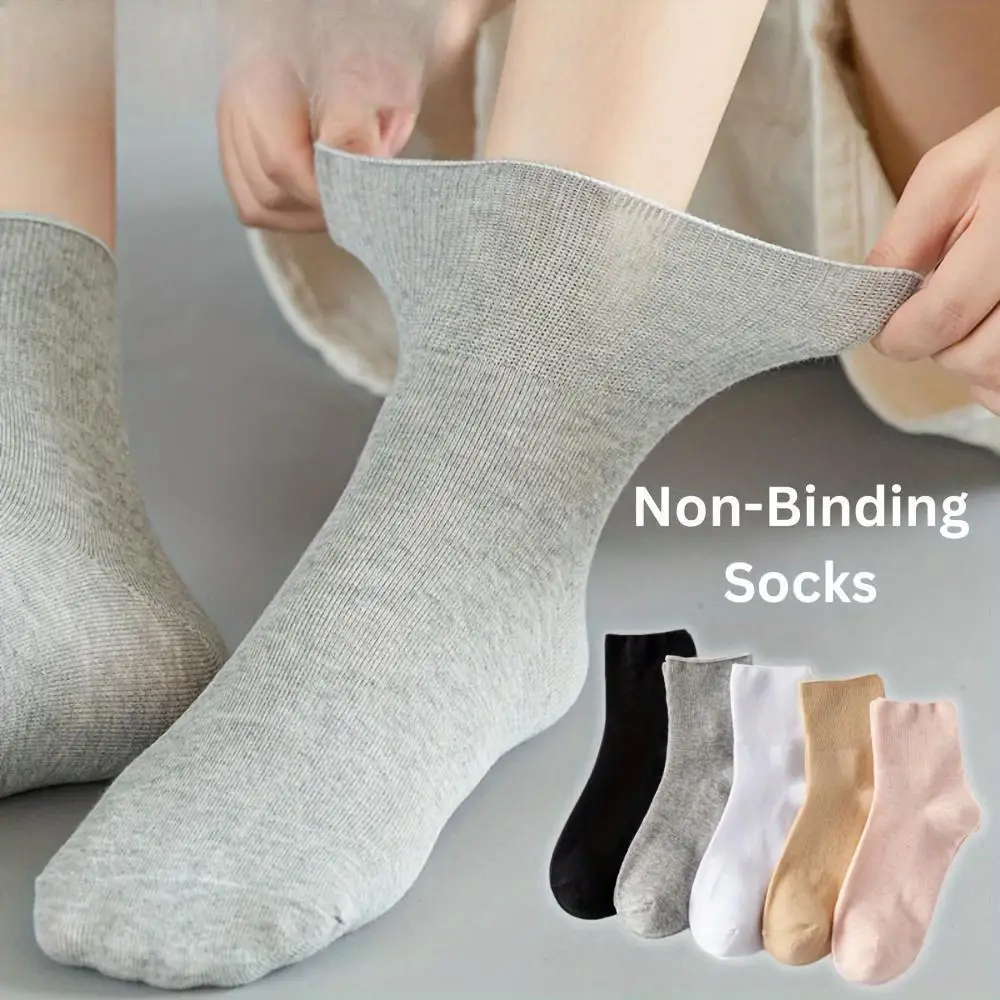 Damensocken ohne Knochen, nicht bindend, nahtlose Zehenpartie, verstärkter Absatz, Strickstoff mit Baumwolle, bequem und dehnbar