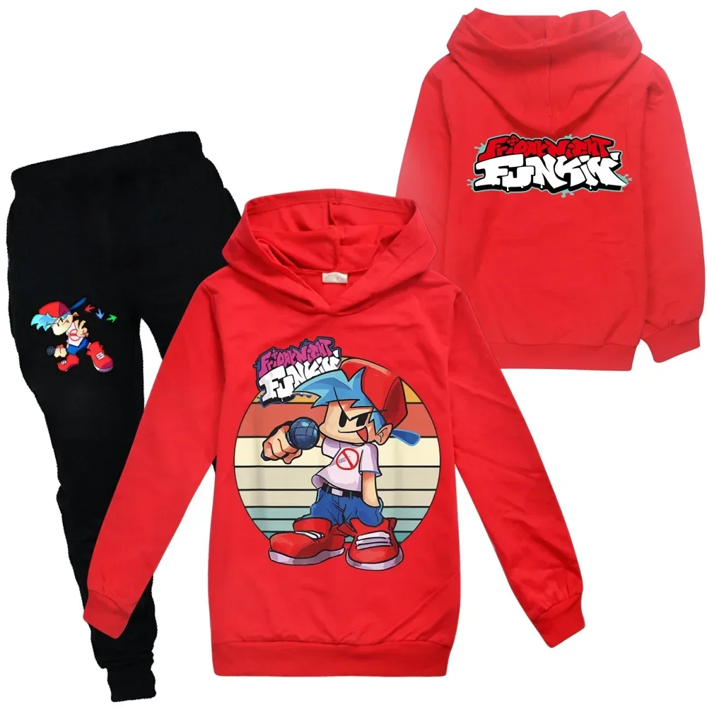 Sweats à capuche de dessin animé pour garçons et filles, survêtement Funkin, pull à capuche, olympiques PVD, ensembles de vêtements pour enfants, printemps et automne, vendredi soir