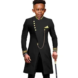 Boys' Elongated Tuxedo Embroidered Two-pieces Suit (Jacket+Pants) 2023 New High-end Fashionable Handsome Children's Clothing