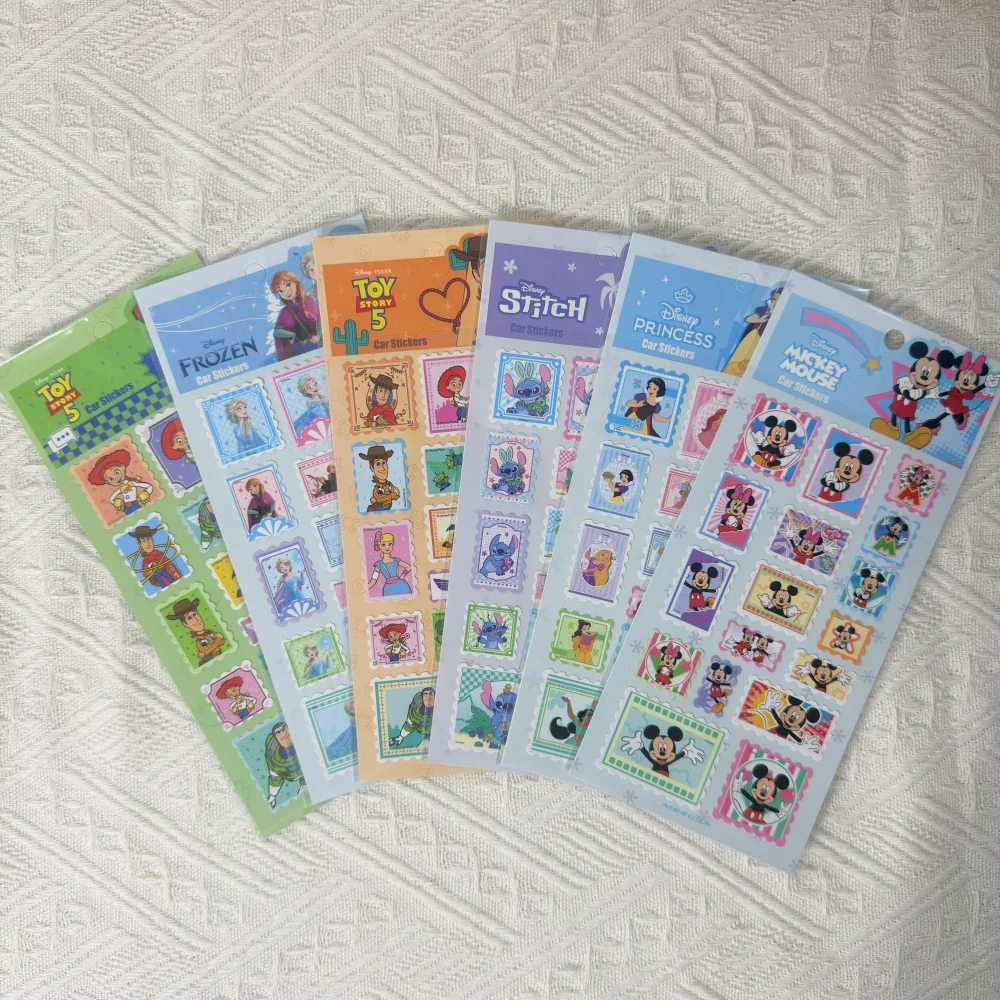 Genuine Disney Postage Stamp Style Stickers Mickey Minnie Stitch Princess Frozen Toy Story Journal Scrapbook Notebook Decor Set
