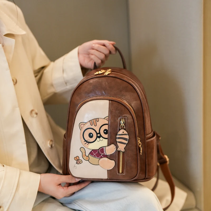 trendy retro backpack 2025 new Shoulder bag women's student backpack multifunctional backpack hand-held travel bag сумка