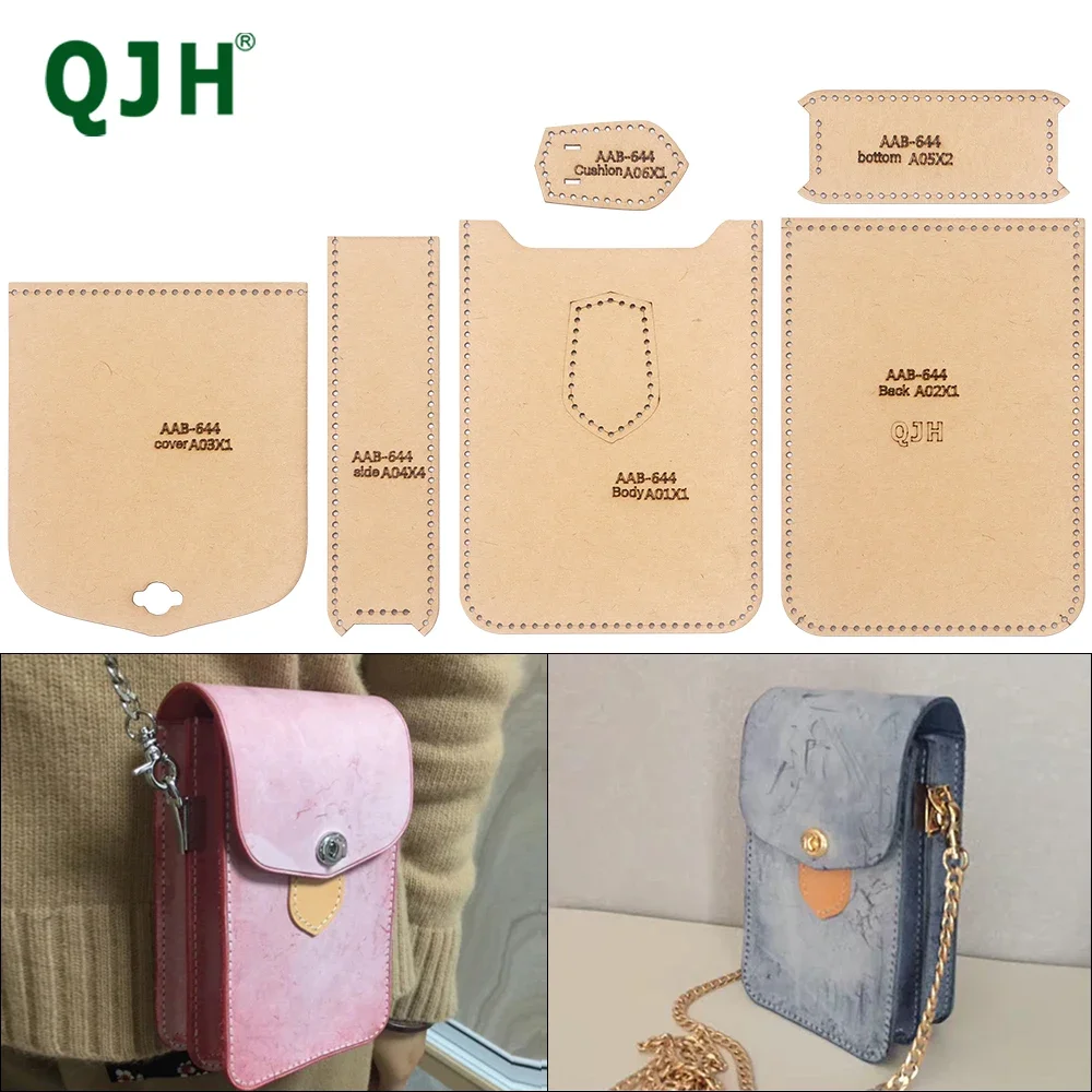 DIY Leather Handicraft Brown Kraft Paper Templates for Leather Small Crossbody Bag& Phone Storage Bag Making