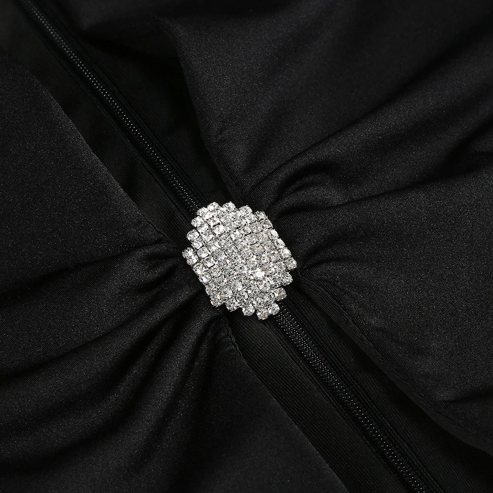 PB Chic Black Long Sleeve Mini Dress with Cut-out and Rhinestone Embellishments for Party Evening & Night - outs