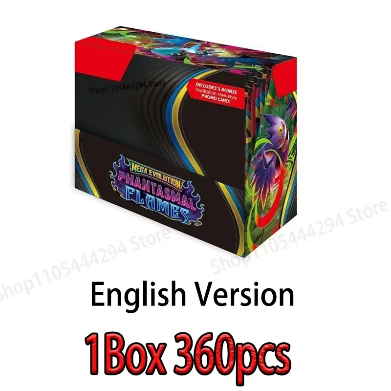 Spanish English 360Pcs TCG Mega Evolution Phantasmal Flames Classics Booster Box Trade Card Box For Boys Gifts
