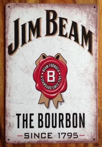 Letrero Metálico de Pared Estilo Retro, Placa de Aluminio con Diseño de Whisky Bourbon Jim Beam