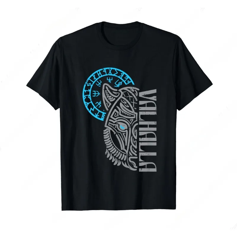 

Футболка Valhalla Wolf Mask Odin Runes Norse Compass Viking, высококачественные мужские и женские футболки Y2K