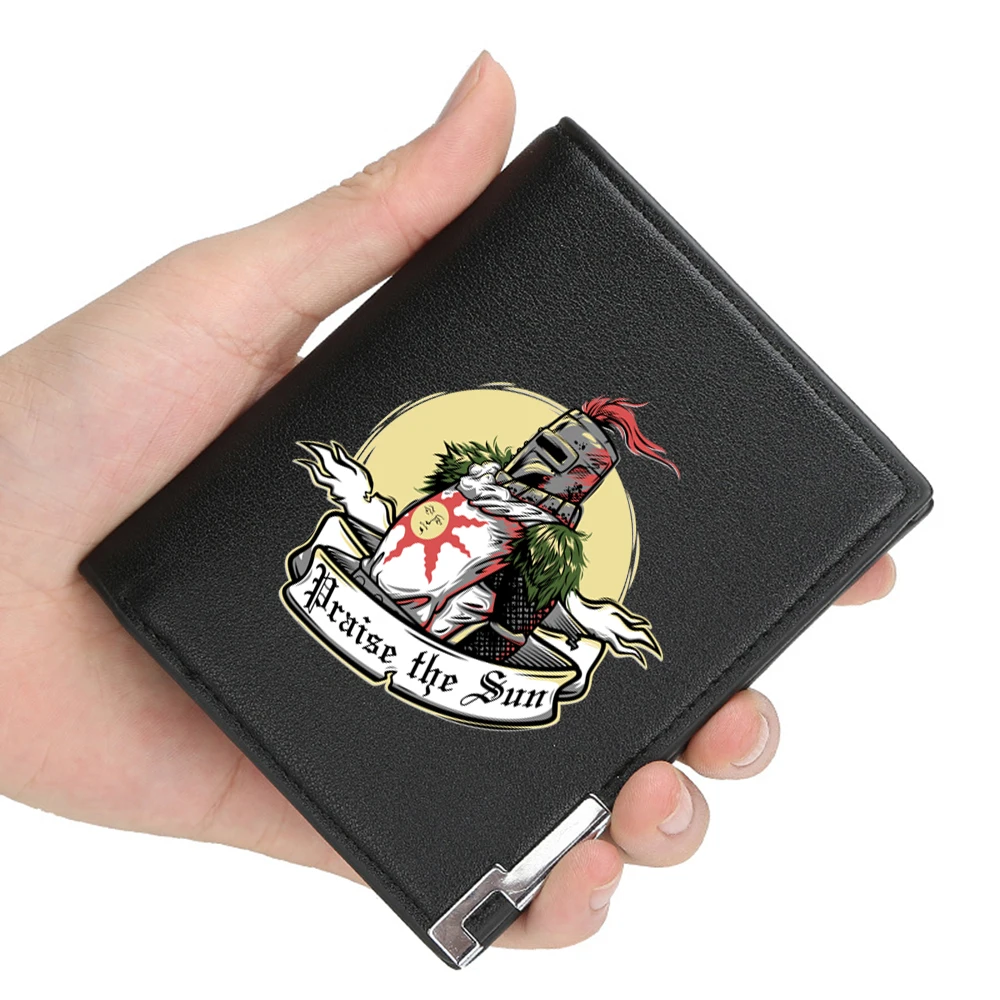 

New Arrivals fashion Dark Souls Praise the Sun Printing Pu Leather Wallet Men Women Billfold Credit Card Holders Short Purses