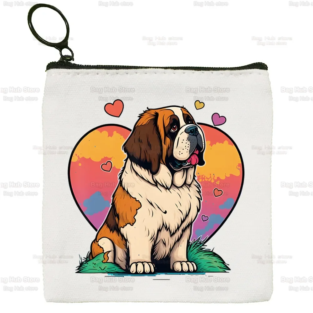 Bernard Dog New Women's Bag Pure White Bag Handmade Cloth Coin Purse Whiteboard Handbag