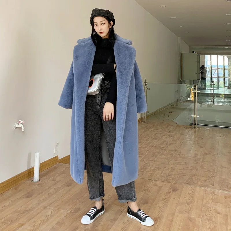 Lapel Faux Fur Winter Plush Coats Women 2024 New Long Jacket Fluffy Coat Long Sleeves Luxury Artificial Warm Streetwear Overcoat