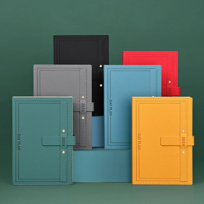 

2024 Plan Book A4/A5 Laptop Leather Creative Diary Book One Page per Day School Office Bullet Diary Stationery