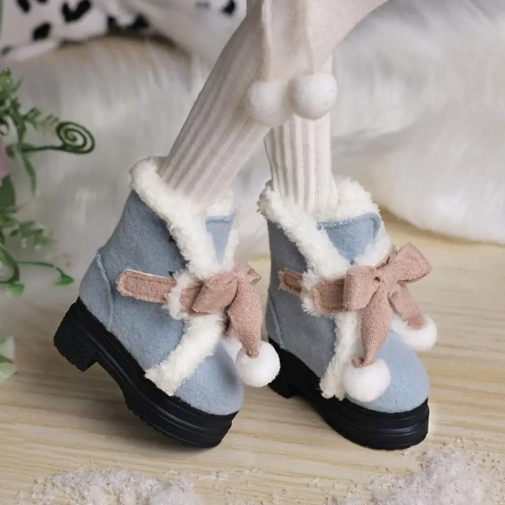 

1 Pair High-top 1/4 Bjd Doll Winter Boots High-heeled Bowknot 1/4 Bjd Doll Plush Shoes Casual GSC 40cm Cotton Doll Boots