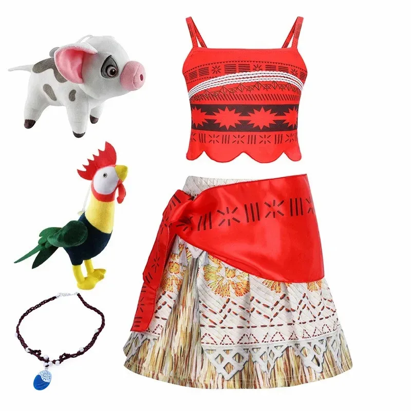 Ocean Adventure 2 Role Play Costume M-Two Pieces Dress up for Girls Polynesian Style Vaiana Halloween Princess Costume wig