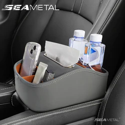 SEAMETAL Car Armrest Box Universal Center Console Organizer Multi-Functional Pu Leather Auto Arm Rest Storage Box Tissue Holder