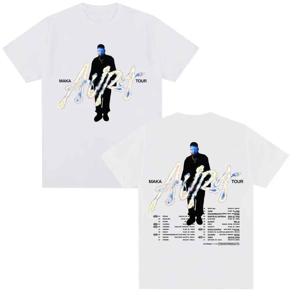 

Рэпер Maka Aura 2025, футболки для концертного тура, мужские и женские модные винтажные футболки, повседневная хлопковая футболка с короткими рукавами, уличная одежда