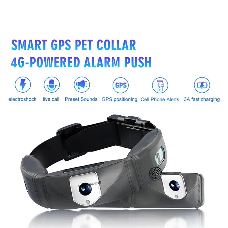 ABZZ-sistema inalámbrico de cerca para perros, cámara GPS para Collar de cerca para perros, grabación y vídeo en vivo, Audio bidireccional para animales de compañía