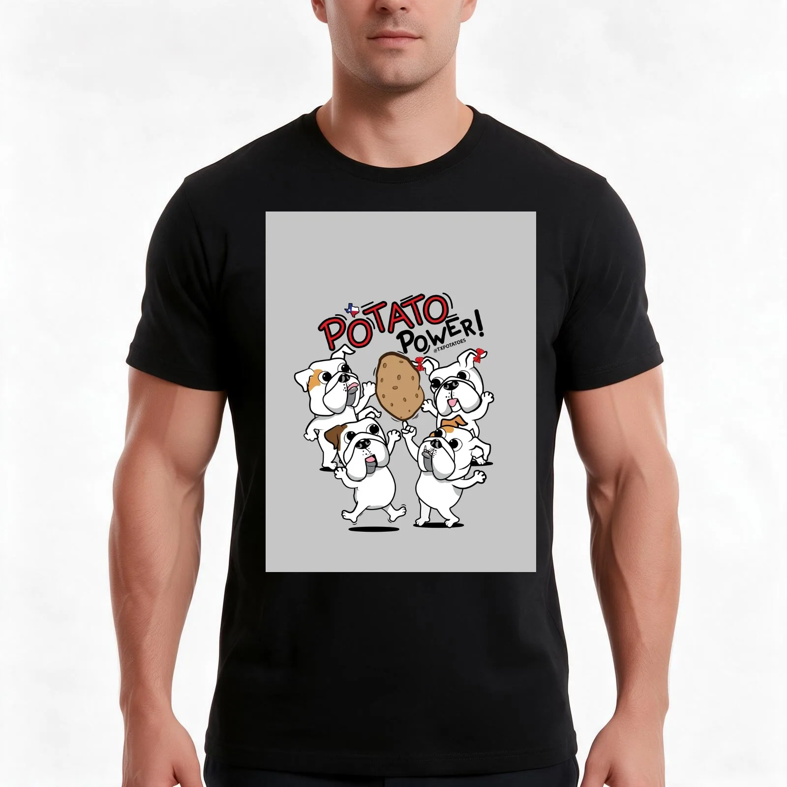 POTATO POWER T-Shirt, Summer Casual Cotton Tee, Oversized Streetwear Tops, Vintage Graphic Print, Loose Fit Short Sleeve