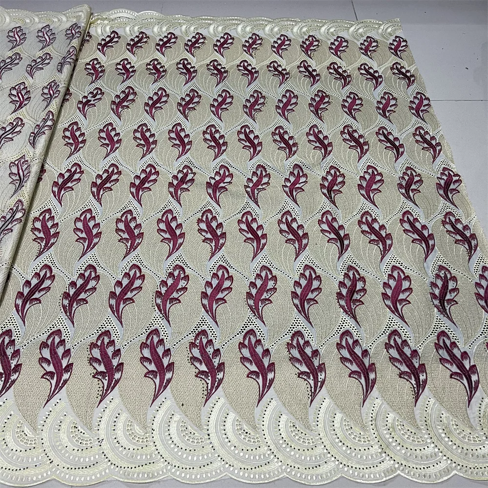 2025 Latest High Quality African Nigerian Pure Tulle Damask Lace Fabric Embroidery Party Dress Sequins Cotton Polish Luxe 5yards