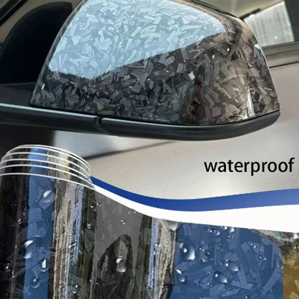 Car Sticker PET High Glossy Black Forged Carbon Fiber Vinyl Wrap Film With Air Release Initial Low Tack Glue Car Accessories