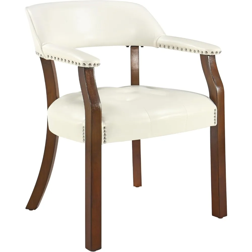 كرسي طعام من الجلد الصناعي من LEEMTORIG بأذرع، كرسي طعام من الخشب الصلب مع ظهر داعم، كراسي طاولة لعبة البوكر، Boss Capti