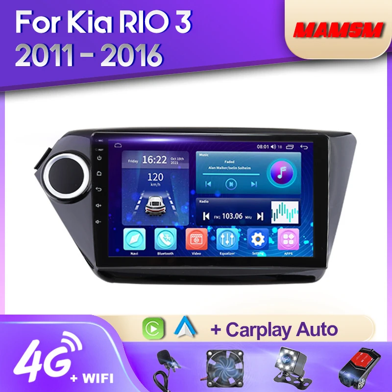 

MAMSM Android 12 Car Radio For Kia RIO 3 2011 - 2016 Multimedia Video Player GPS 4G Carplay Autoradio Stereo 2K QLED Head Unit