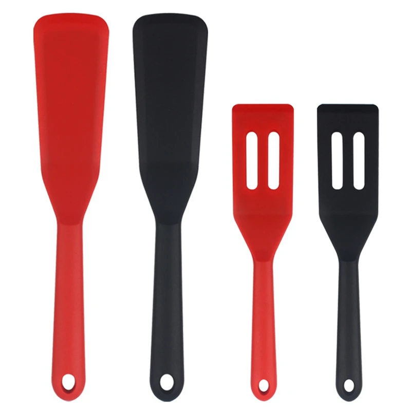 2 PCS Favorite Spatula Slotted Spatula One Size Fits All Red Silicone Shovel Set