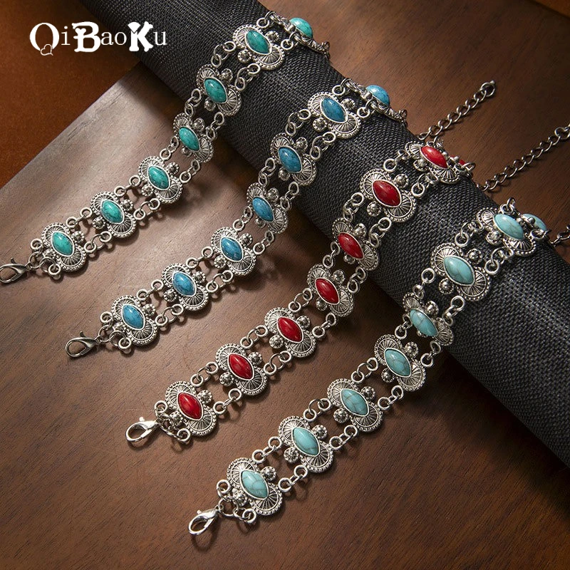 

Hot Selling Personalized Retro Turquoise Bracelet Bohemian Ethnic Style Bracelet Women's Light Luxury Temperament Bracelet