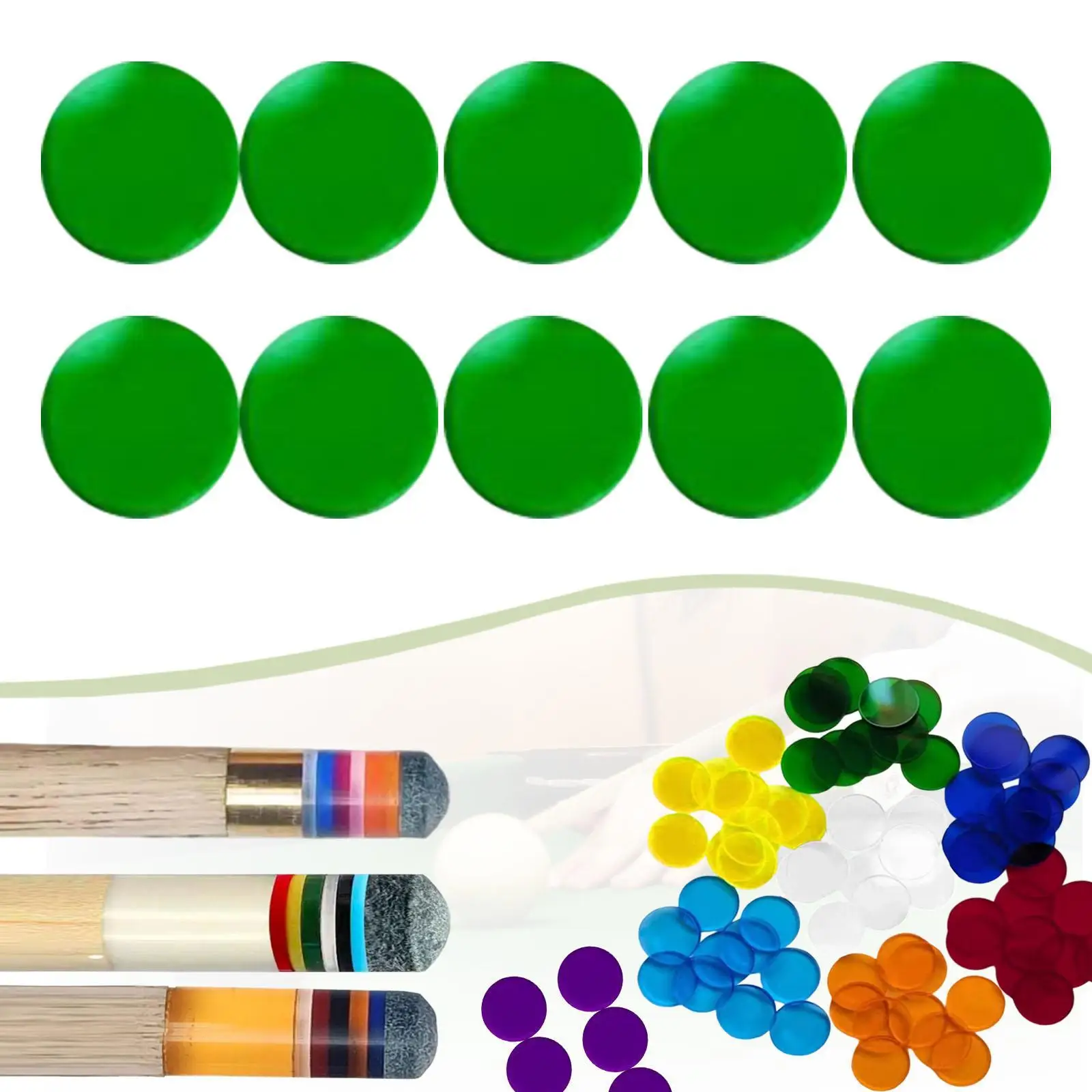 5x10x Billiards Cue Tip Pads 1.4cm Repair Part Lightweight Billiards Accessory Green
