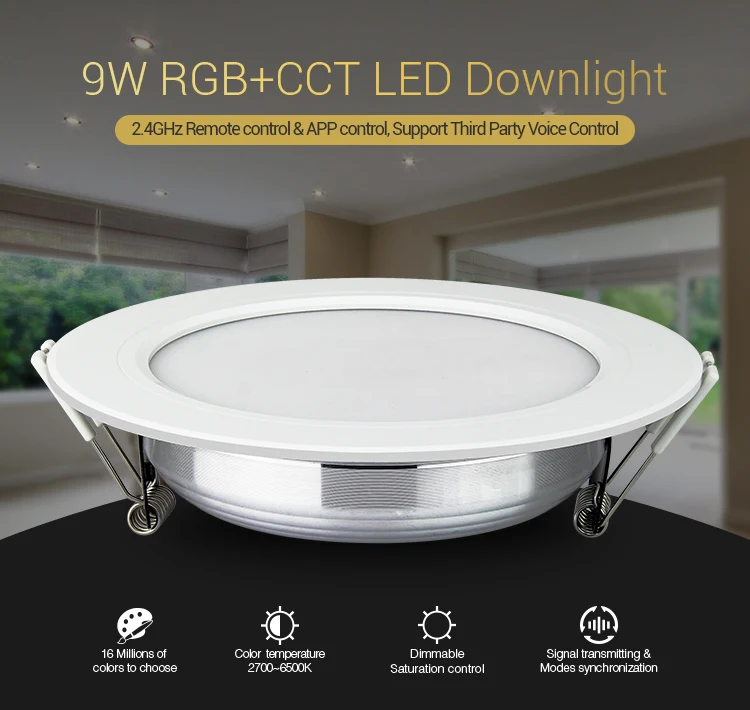 MiBOXER FUT061 9W RGB+CCT  LED Ceiling Spotlight AC110V 220V  2.4G Remote or Phone APP wifi Control  RGB LED Downlight for room