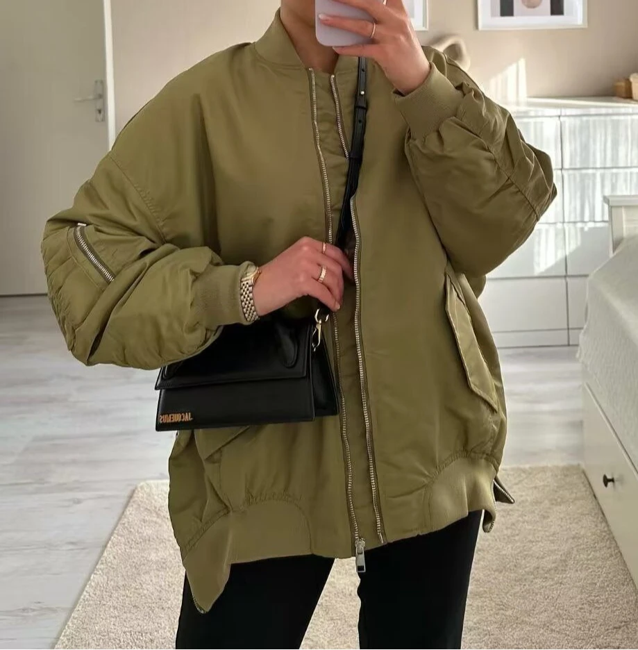 

Flight Suit Jacket Women's Style Loose Baseball Coat Overcoat Blouse Lightweight Cotton Dress for Women
