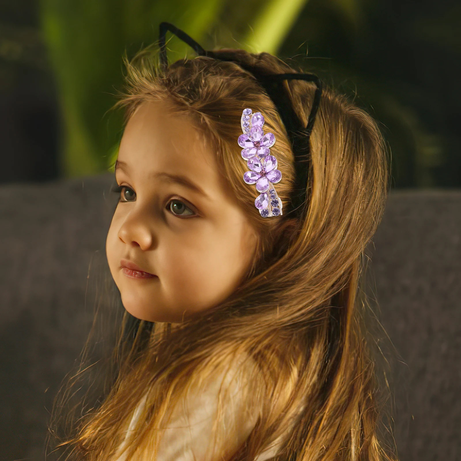 

Violet Rhinestone Hair Clips for Women Sparkly Barrettes Wedding Bride Accessories Strong Metal Spring Clips Large Quantity Thin