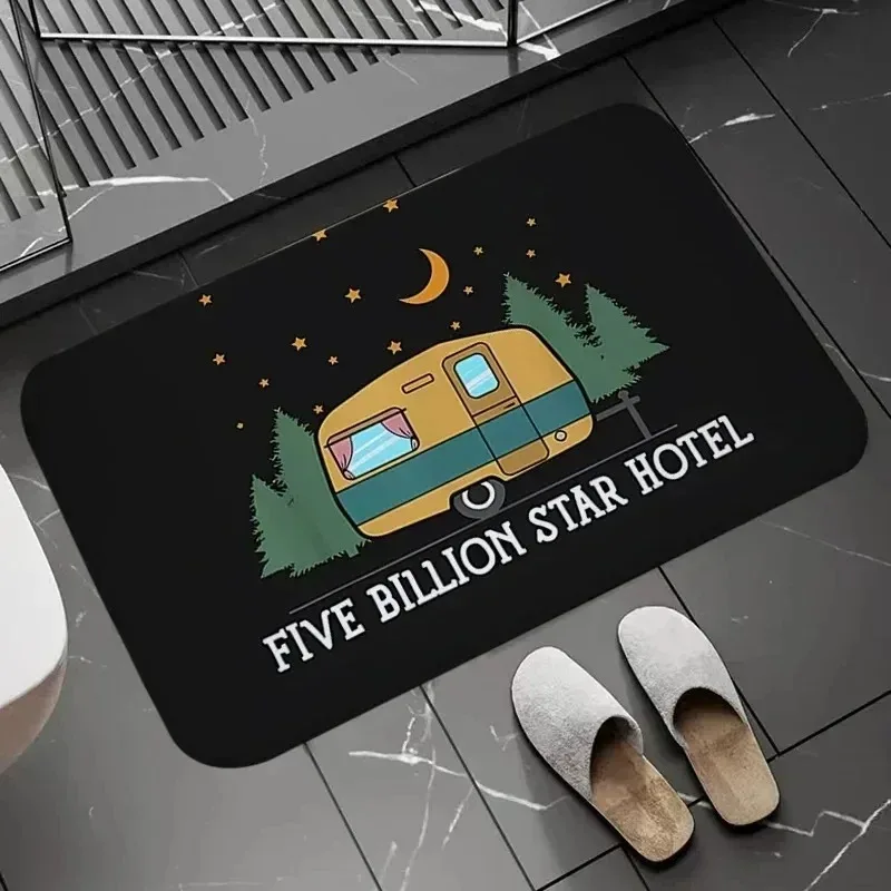 Home Happy Campers Mat Floor Decoration Carpet Non-slip Easy Area Rug Living Room Home Office Washable Doormats