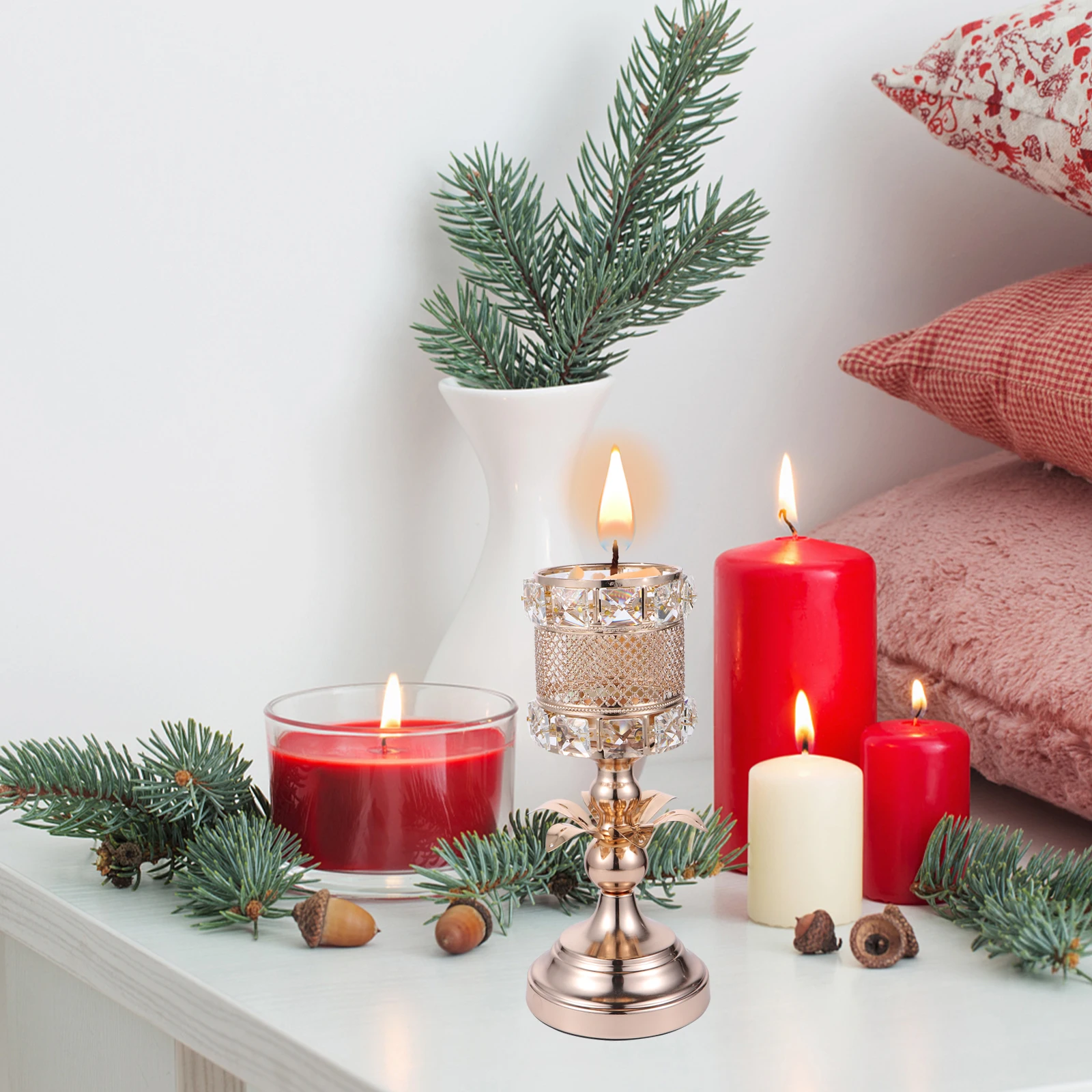 

1Pcs Metal Crystal Holder Golden Nordic Style Stand Romantic Atmosphere Decor for Living Room Bedroom