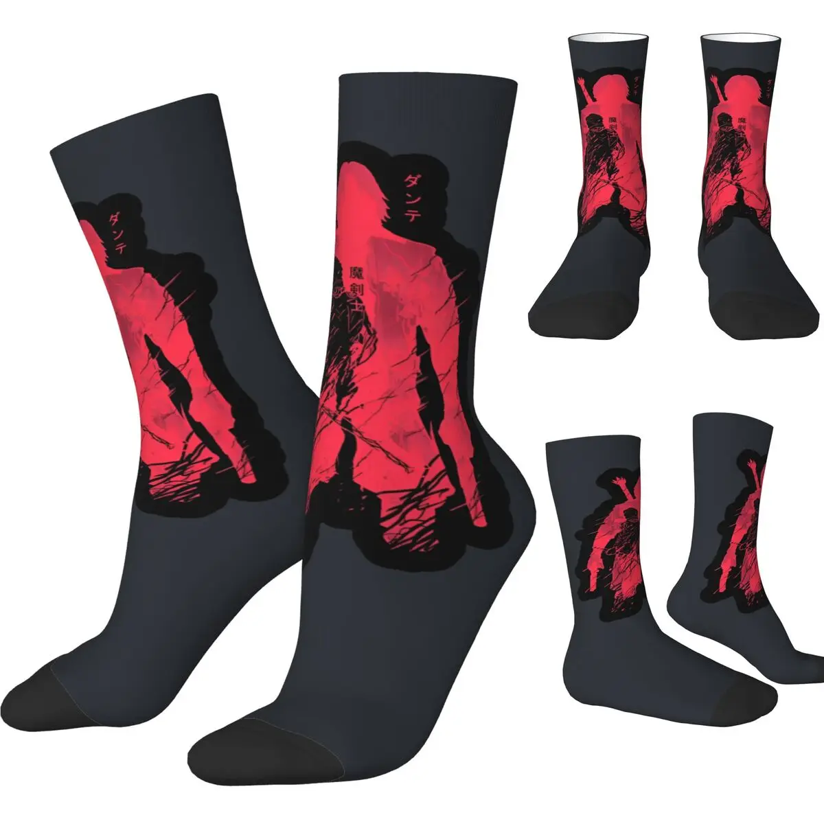 Vergil Socks Gothic Stockings Women Men Medium Soft Cycling Socks Winter Graphic Non-Slip Socks