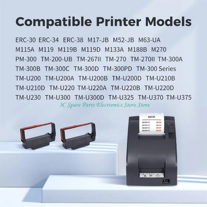 SZ Convenient Black and Red Ribbon Cartridge Pack of 24 Black/Red for  ERC30/ERC34/ERC38, TM-U220, Bixolon GRC-220BR